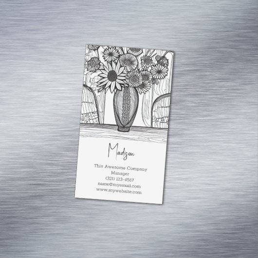 抽象芸術ラインスケッチフローラアート マグネット名刺 (インサイチュ)