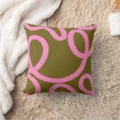 抽象芸術ラインピンクとオリーブグリーン クッション (ブランケット)