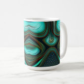 抽象芸術ラインブラック金ゴールドターコイズアート コーヒーマグカップ (正面右)
