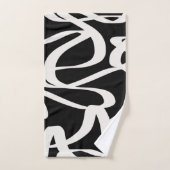 抽象芸術ラインモダンブラックとベージュクリームの渦巻き バスタオルセット (ハンドタオル)