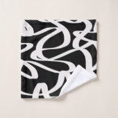 抽象芸術ラインモダンブラックとベージュクリームの渦巻き バスタオルセット (ウォッシュタオル)