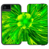 抽象芸術ライン緑の花 INCIPIO iPhoneウォレットケース (フォリオオープン)