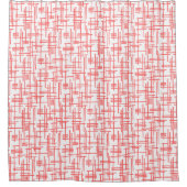 抽象芸術ライン120923 – トロピカルピンク（白） シャワーカーテン (正面)