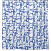 抽象芸術ライン120923 – ネイビーブルオン白 シャワーカーテン (正面)