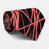 抽象芸術ライン – トロピカルピンク(黒) ネクタイ (ロール)