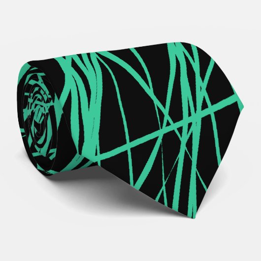 抽象芸術ライン – 黒の海緑 ネクタイ (ロール)