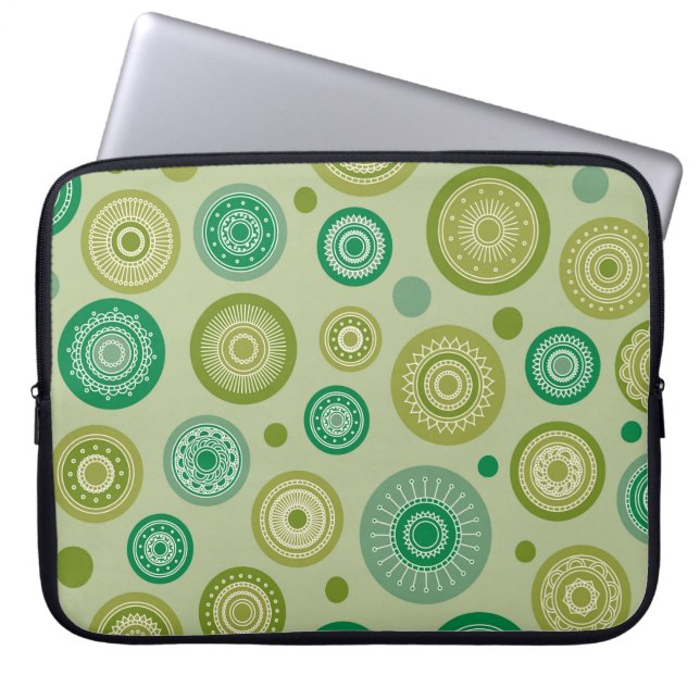 抽象芸術ラウンドオーナメントのシームレスなヴィンテージパターン。 ラップトップスリーブ (正面)