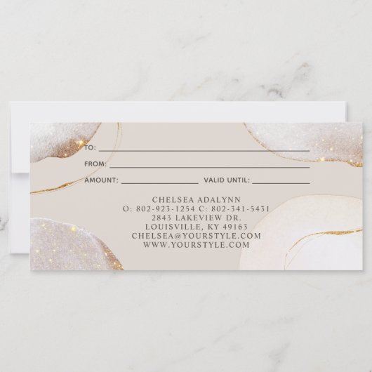 抽象芸術ラグジュアリーウォーターカラーギフト証明書 (裏面)