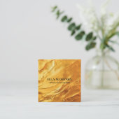 抽象芸術ラグジュアリー厚滑らかな金ゴールドスクエアビジネス スクエア名刺 (スタンド正面)