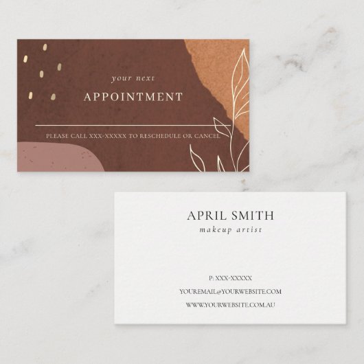 抽象芸術ラストオレンジの葉のアポイントメント 名刺 (正面/裏面)