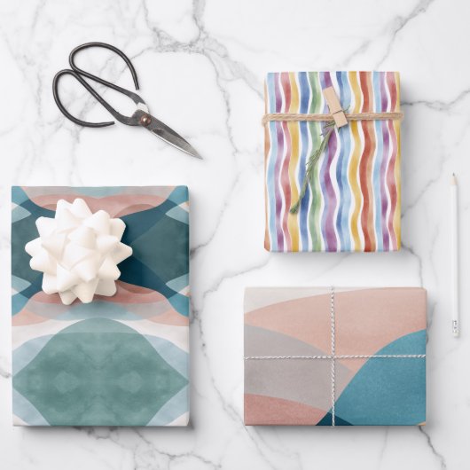 抽象芸術ラッピング紙フラットシートセット3 ラッピングペーパーシート (正面)