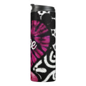 抽象芸術ラブハートピンクフローラ水玉模様ブラック タンブラー (回転右)