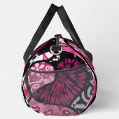 抽象芸術ラブハートピンクフローラ水玉模様ブラック ダッフルバッグ (右)