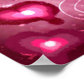 抽象芸術ラブハートピンクフローラ水玉模様ブラック ポスター (角)