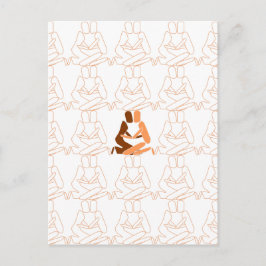 抽象芸術ラブブラウンとタンの輪郭 ポストカード