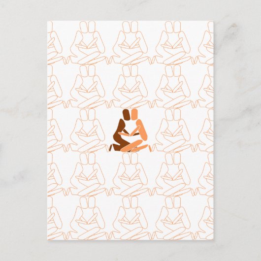 抽象芸術ラブブラウンとタンの輪郭 ポストカード (正面)