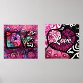 抽象芸術ラブワードグラフィティバレンタインピンク (正面)