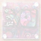 抽象芸術ラブワードグラフィティバレンタインピンク ガラスコースター (裏面)