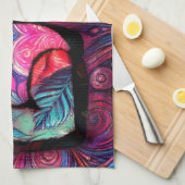 抽象芸術ラブワードグラフィティバレンタインピンク キッチンタオル (四つ折り)