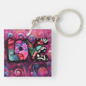 抽象芸術ラブワードグラフィティバレンタインピンク キーホルダー (裏面)