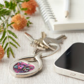 抽象芸術ラブワードグラフィティバレンタインピンク キーホルダー (側面)