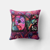 抽象芸術ラブワードグラフィティバレンタインピンク クッション (裏面)