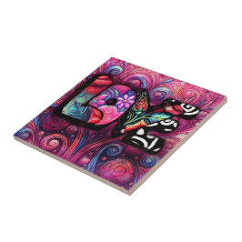 抽象芸術ラブワードグラフィティバレンタインピンク タイル