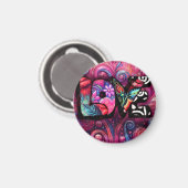 抽象芸術ラブワードグラフィティバレンタインピンク マグネット (正面/裏面)