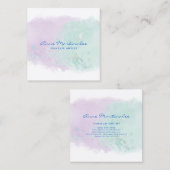 抽象芸術ラベンダーとアクアスクウェアの名刺 スクエア名刺 (正面/裏面)
