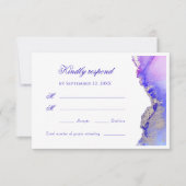 抽象芸術ラベンダーインク洗浄結婚式RSVPカード 出欠カード (正面)