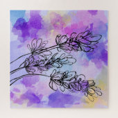 抽象芸術ラベンダーウォーターカラーフローラパズル ジグソーパズル (横)