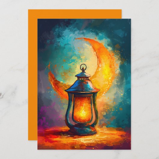 抽象芸術ラマダン三日月هل هلالك يا رمضان 招待状 (正面/裏面)