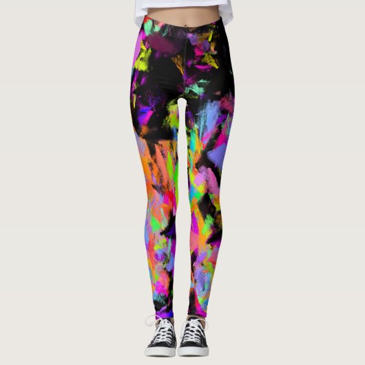 抽象芸術ランダム絵を描雑色爆発 レギンス (正面)