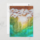 抽象芸術ランドスケープアートドーンライトスキニーツリー ポストカード (正面/裏面)