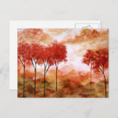 抽象芸術ランドスケープアートレッドスキニー絵画ツリー ポストカード (正面/裏面)