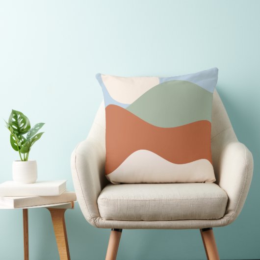 抽象芸術ランドスケープアート – Terracotta, Sage & Sky Bl クッション (椅子)