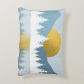 抽象芸術ランドスケープゴールデンウィンターサンセットサンライズ アクセントクッション (裏面(縦))