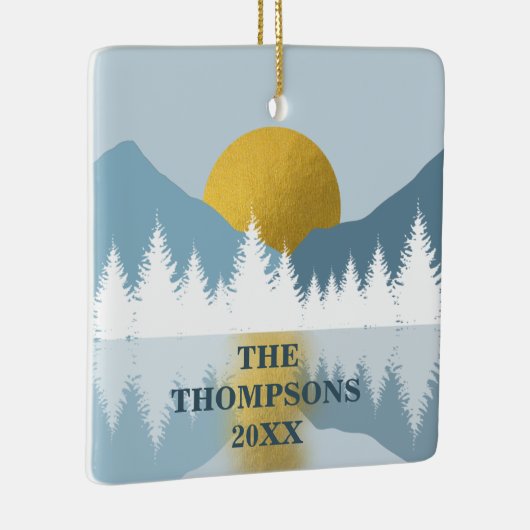 抽象芸術ランドスケープゴールデンウィンターサンセットサンライズ セラミックオーナメント (右)