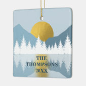 抽象芸術ランドスケープゴールデンウィンターサンセットサンライズ セラミックオーナメント (左)