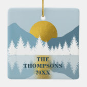 抽象芸術ランドスケープゴールデンウィンターサンセットサンライズ セラミックオーナメント (裏面)