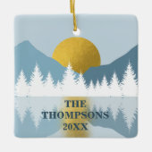 抽象芸術ランドスケープゴールデンウィンターサンセットサンライズ セラミックオーナメント (正面)