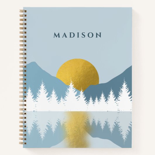 抽象芸術ランドスケープゴールデンウィンターサンセットサンライズ ノートブック (正面)