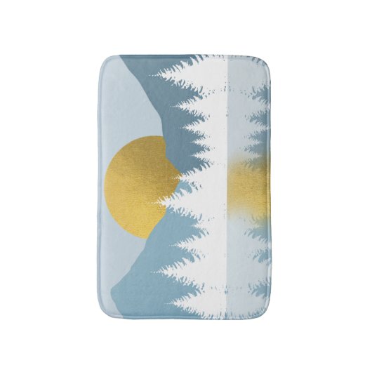 抽象芸術ランドスケープゴールデンウィンターサンセットサンライズ バスマット (正面縦)