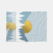 抽象芸術ランドスケープゴールデンウィンターサンセットサンライズ フリースブランケット (正面(横))