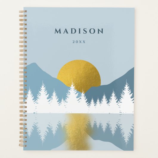 抽象芸術ランドスケープゴールデンウィンターサンセットサンライズ プランナー手帳 (正面)