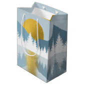 抽象芸術ランドスケープゴールデンウィンターサンセットサンライズ ミディアムペーパーバッグ (裏面アングル)