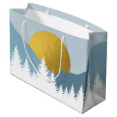 抽象芸術ランドスケープゴールデンウィンターサンセットサンライズ ラージペーパーバッグ (裏面アングル)