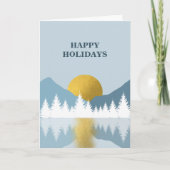 抽象芸術ランドスケープゴールデンウィンターハッピーホリデイズ シーズンカード (正面)