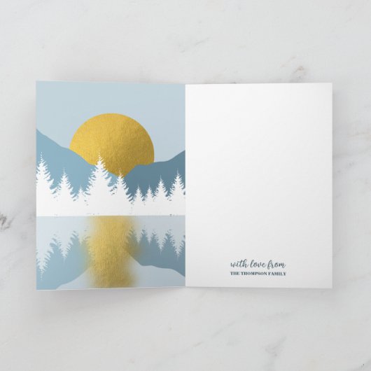 抽象芸術ランドスケープゴールデンウィンターハッピーホリデイズ シーズンカード (内部)