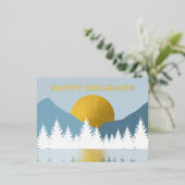 抽象芸術ランドスケープゴールデンウィンターハッピーホリデイズ 箔シーズンポストカード (立ち正面)